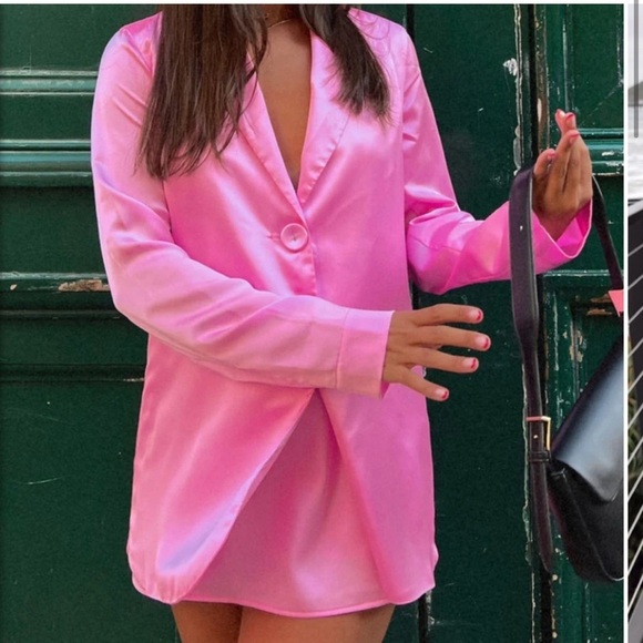 Show Me Your Mumu Felix Blazer + Irwin Pants Pink Luxe Satin New with Tags! - Picture 4 of 11